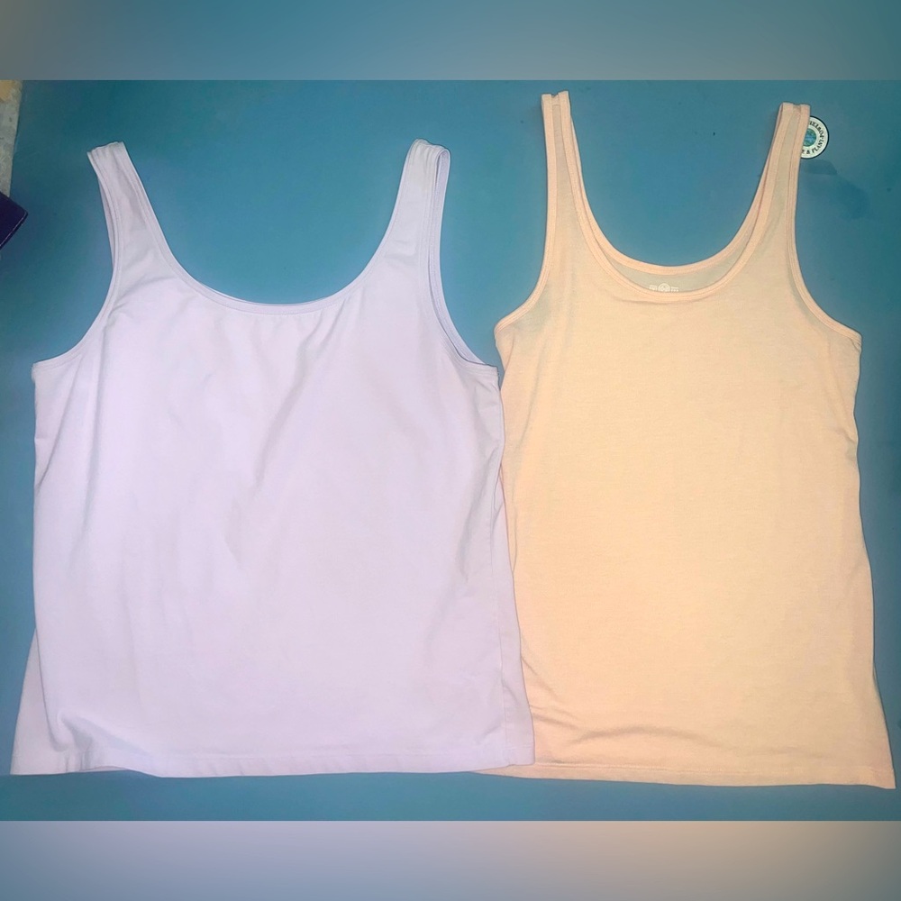 2 Talbots Woman’s Soft Sleeveless Tank Lavander & Pink Perfect XL Summer Tops